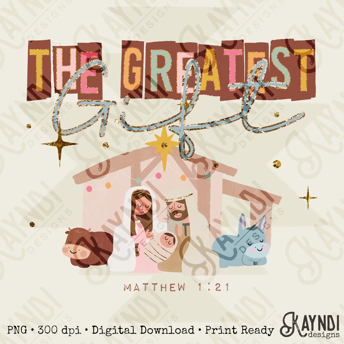 The Greatest Gift Sublimation Design PNG Digital Download Printable Matthew Christian Christmas