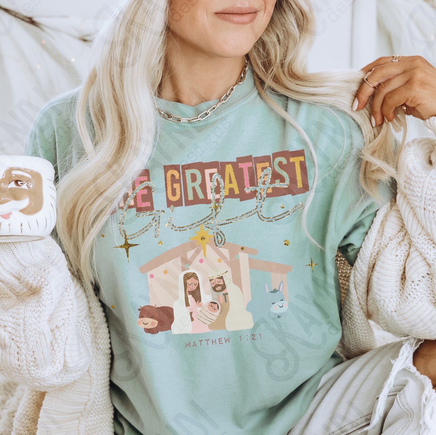 The Greatest Gift Sublimation Design PNG Digital Download Printable Matthew Christian Christmas