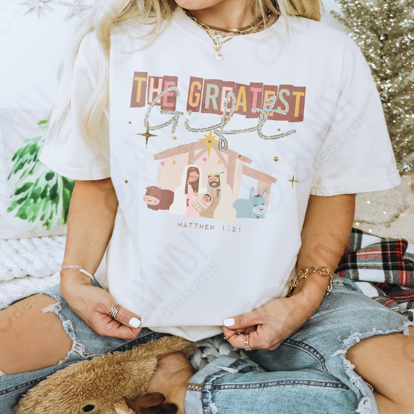 The Greatest Gift Sublimation Design PNG Digital Download Printable Matthew Christian Christmas