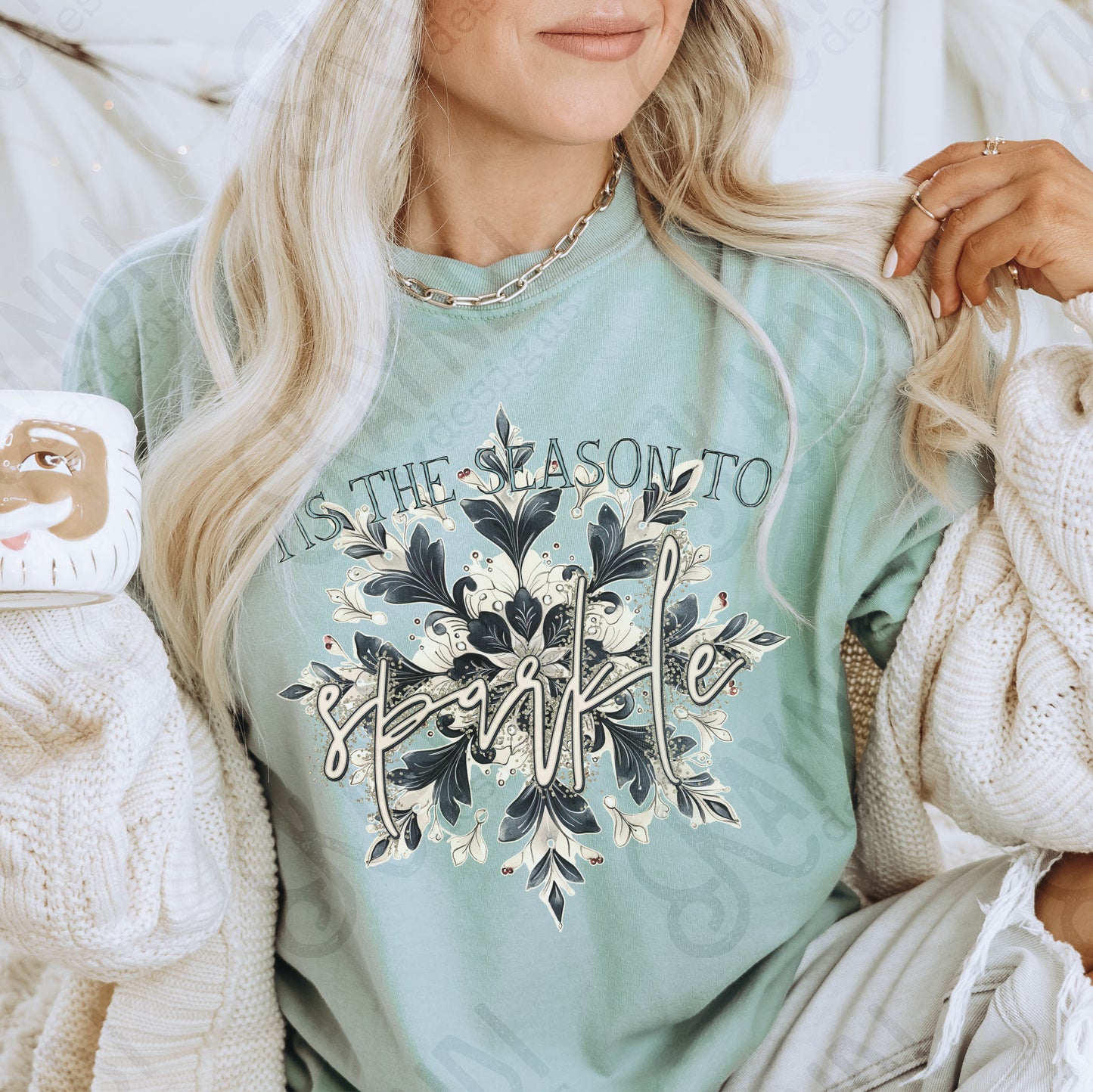 Tis the Season to Sparkle Sublimation Design PNG Digital Download Printable Snowflake