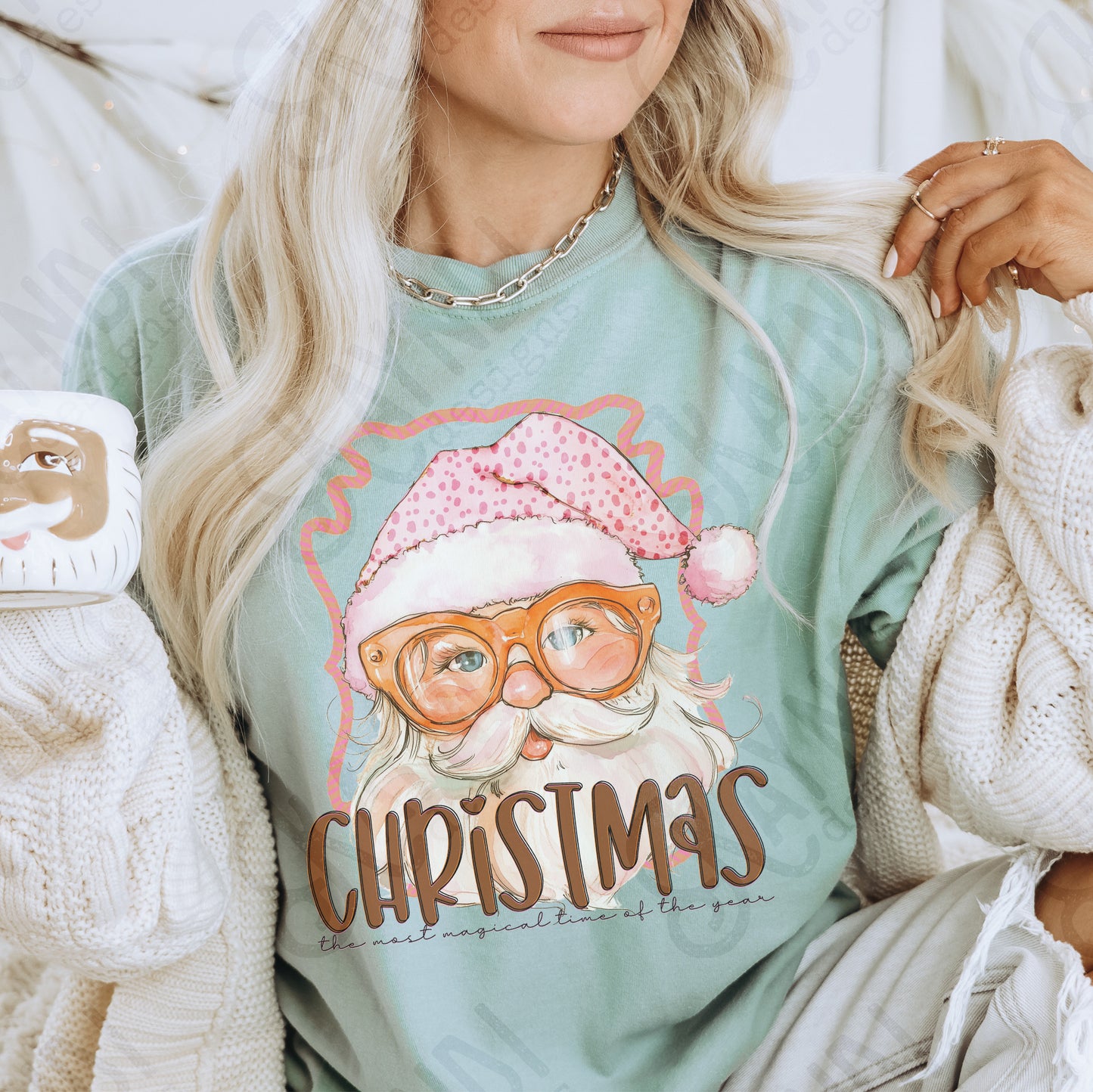 Most Magical Time of th Year Sublimation Design PNG Digital Download Printable Christmas Santa Pink