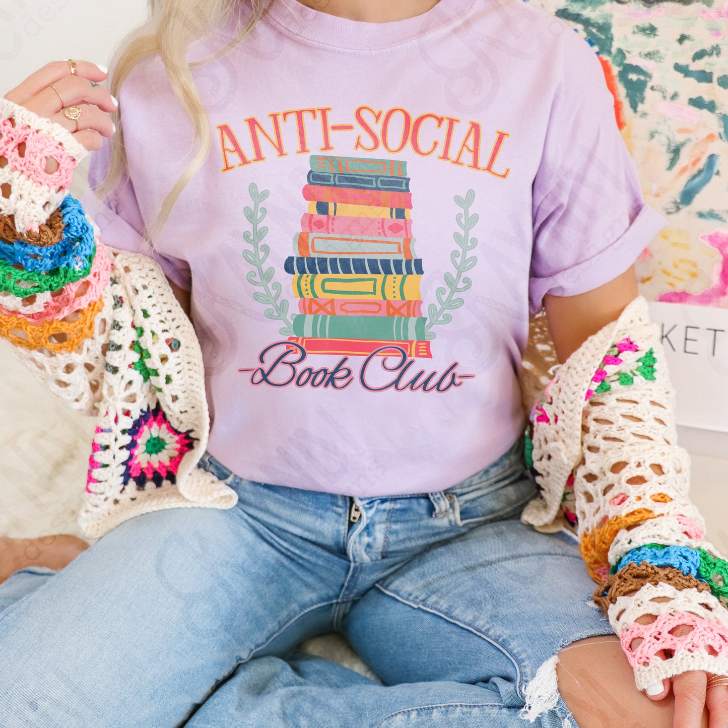 Anti Social Book Club Sublimation Design PNG Digital Download Printable Books Colorful Fun