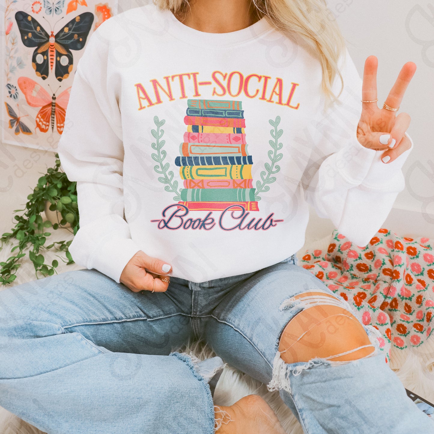 Anti Social Book Club Sublimation Design PNG Digital Download Printable Books Colorful Fun