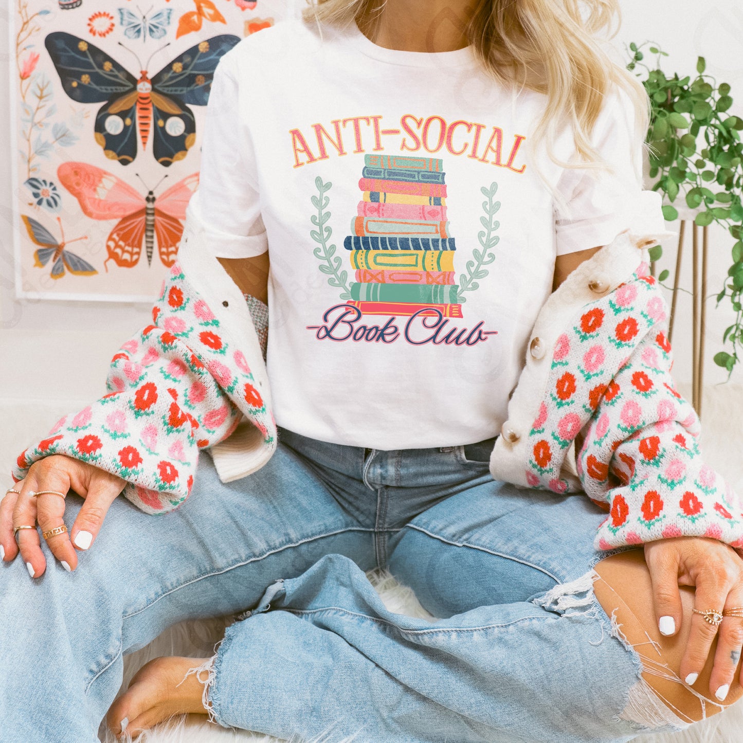 Anti Social Book Club Sublimation Design PNG Digital Download Printable Books Colorful Fun