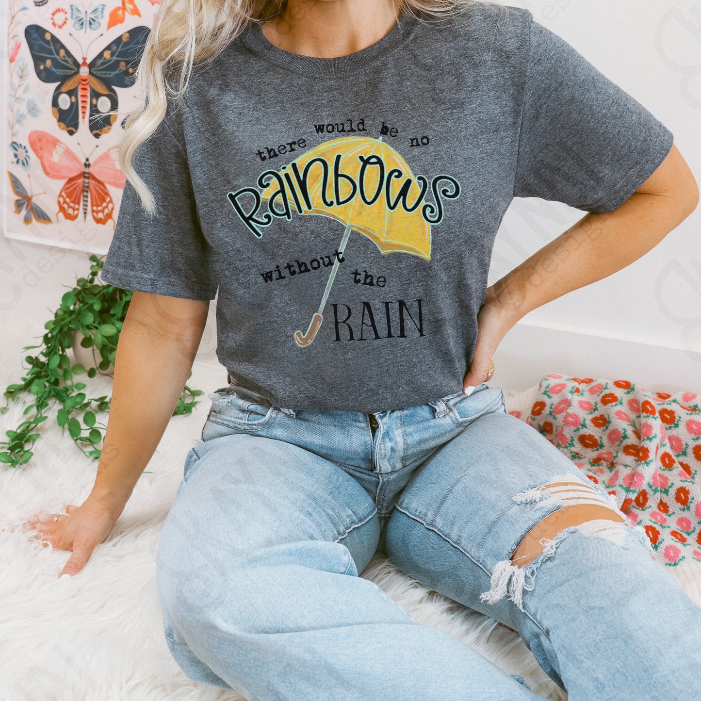 No Rainbows Sublimation Design PNG Digital Download Printable Western Spring Umbrella