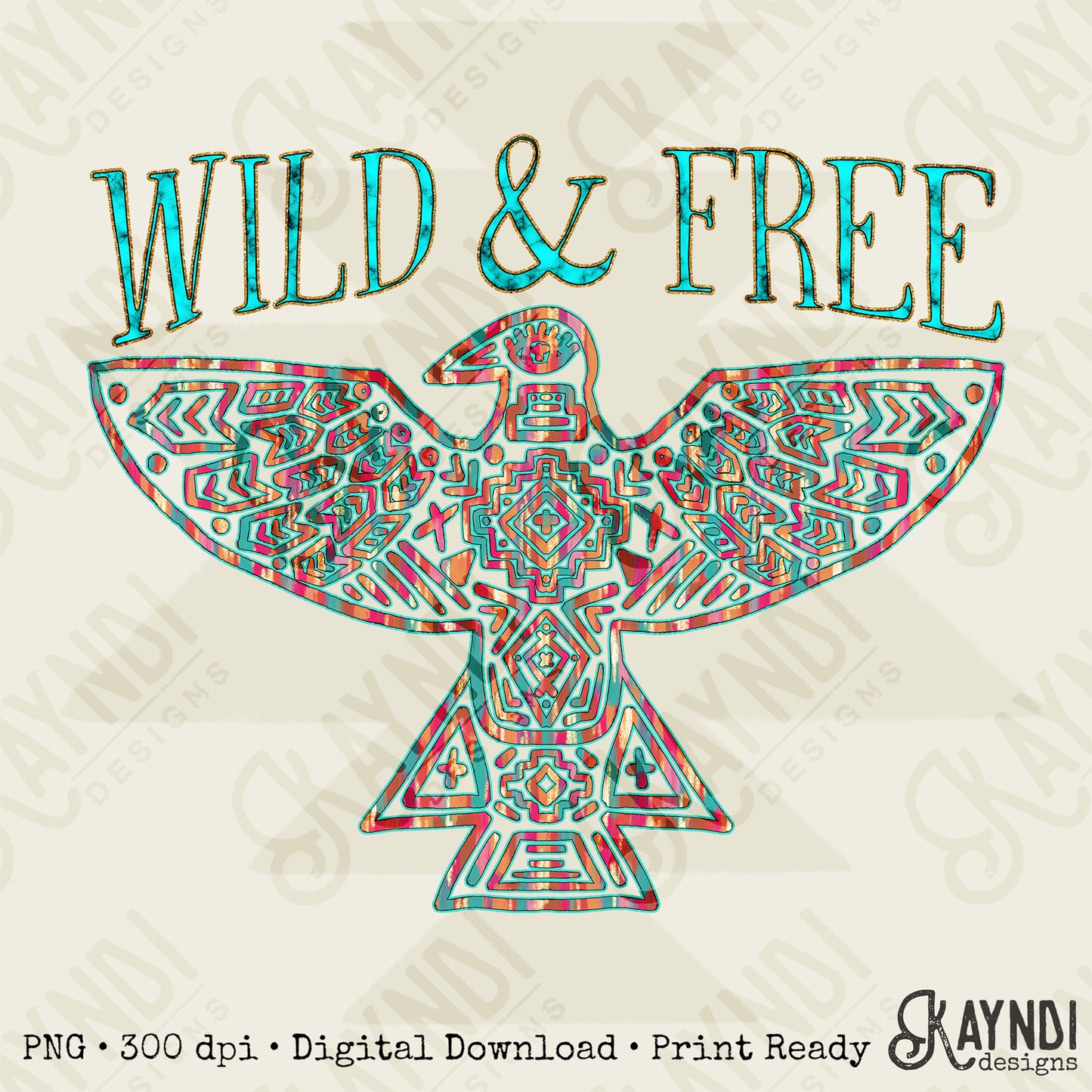 Wild and Free Sublimation Design PNG Digital Download Printable Western Freebird