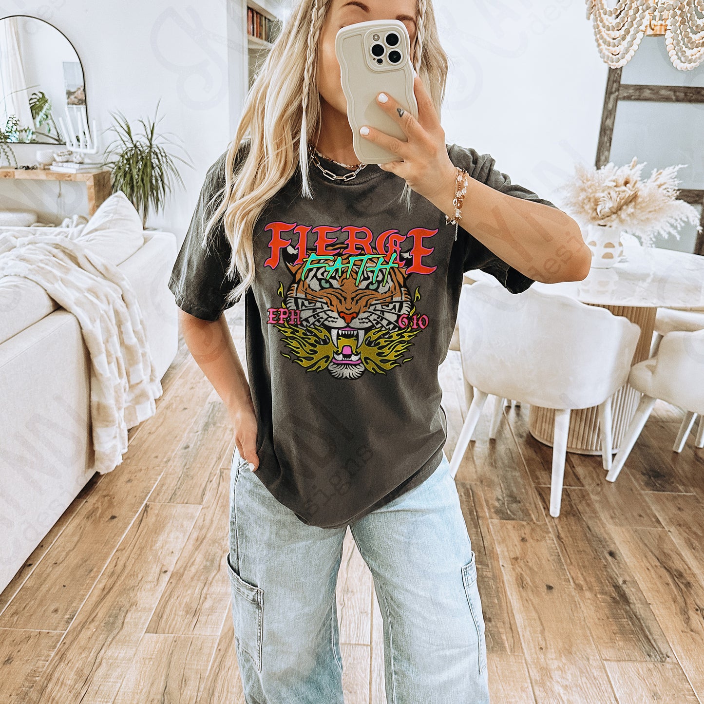 Fierce Faith Tiger Fierce Faith Collab Design Sublimation Design PNG Digital Download Printable Cute Rock Band Jesus Skull Goth Grunge