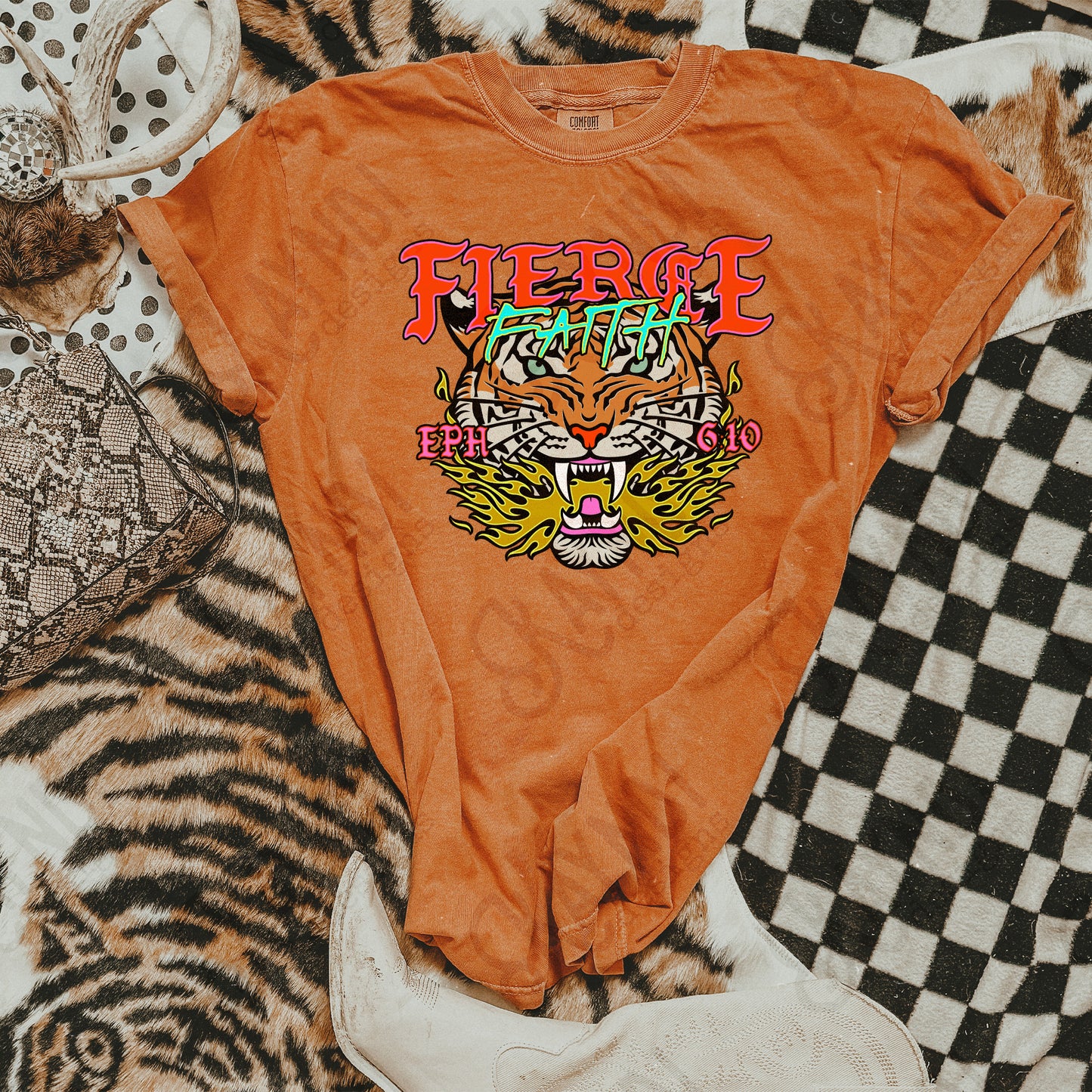 Fierce Faith Tiger Fierce Faith Collab Design Sublimation Design PNG Digital Download Printable Cute Rock Band Jesus Skull Goth Grunge