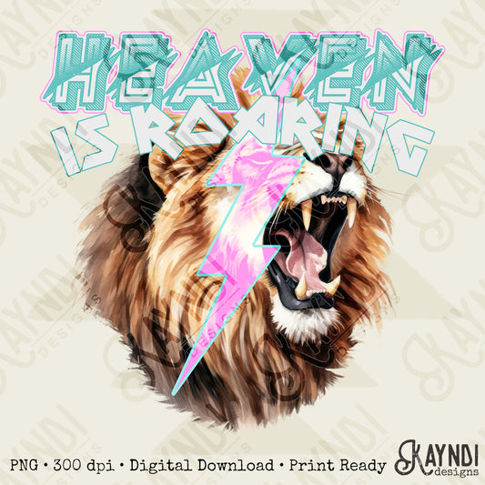 Heaven is Roaring White Fierce Faith Collab Design Sublimation Design PNG Digital Download Printable Cute Rock Band Jesus Lion Bolt Goth Grunge