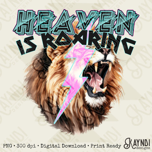 Heaven is Roaring Black Fierce Faith Collab Design Sublimation Design PNG Digital Download Printable Cute Rock Band Jesus Lion Bolt Goth Grunge