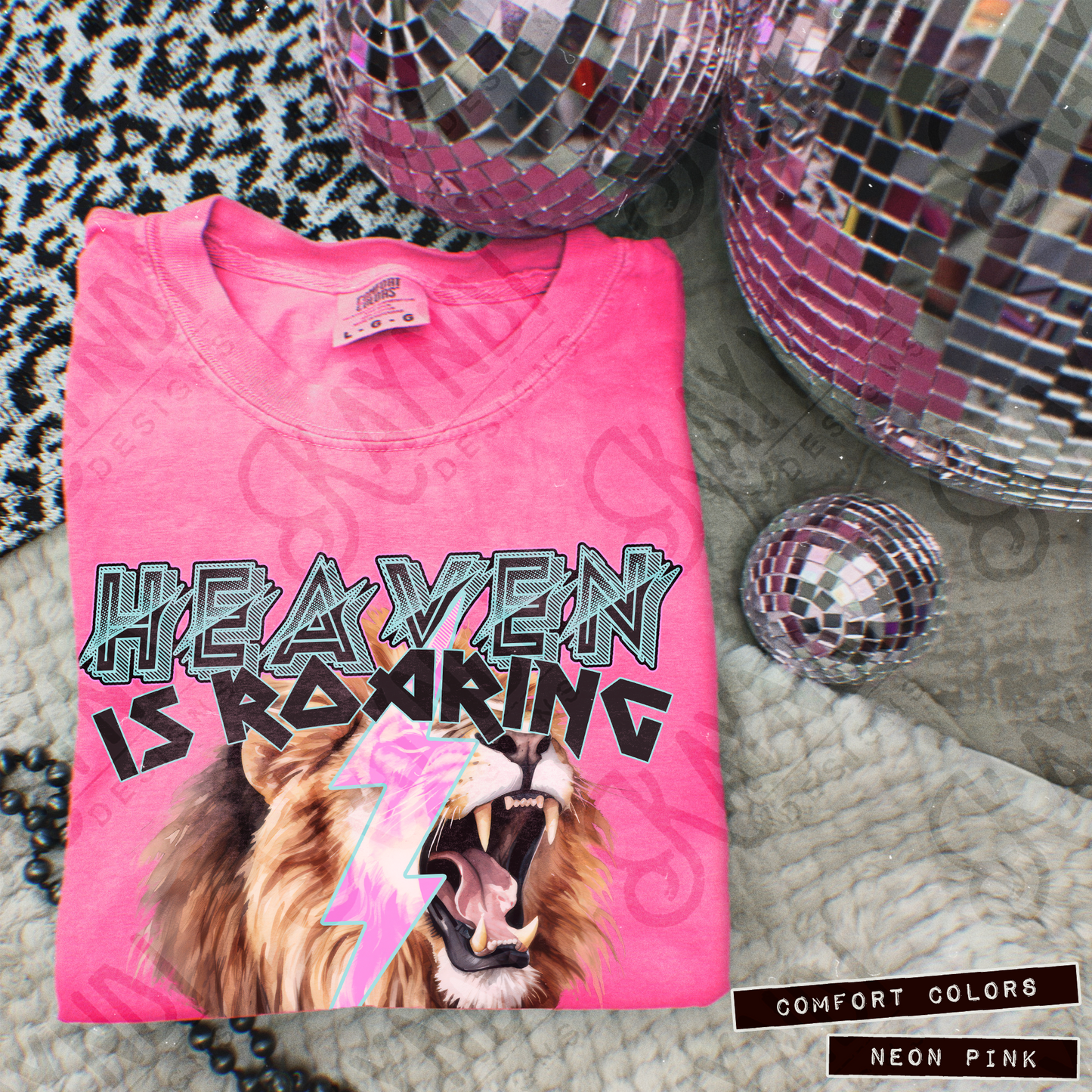 Heaven is Roaring Black Fierce Faith Collab Design Sublimation Design PNG Digital Download Printable Cute Rock Band Jesus Lion Bolt Goth Grunge