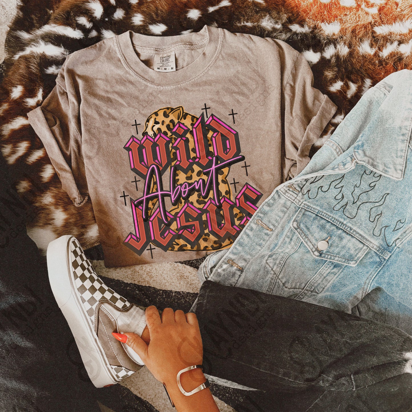 Wild about Jesus Red Fierce Faith Collab Design Sublimation Design PNG Digital Download Printable Cute Pink Leopard Cheetah Grunge