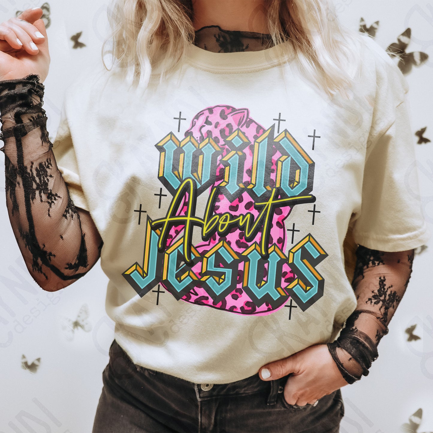 Wild about Jesus Pink Fierce Faith Collab Design Sublimation Design PNG Digital Download Printable Cute Pink Leopard Cheetah Grunge