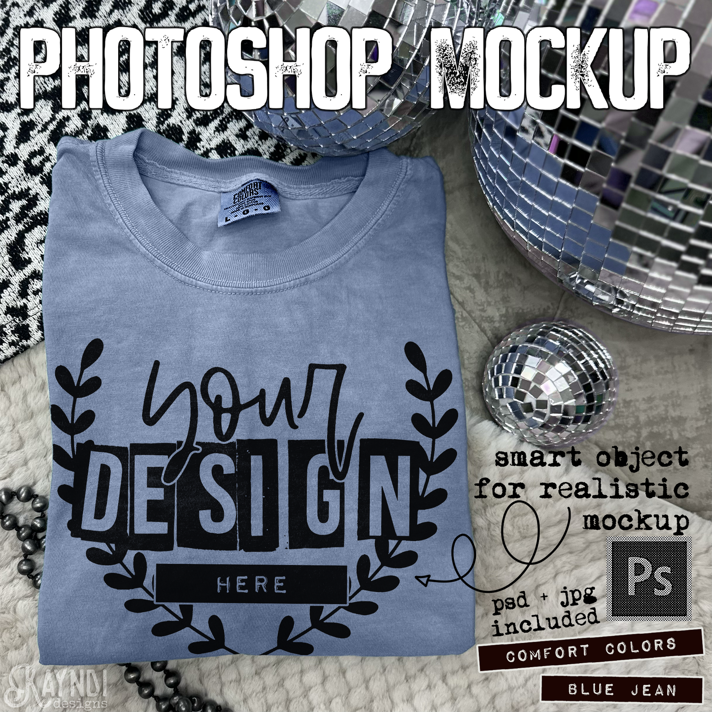 Comfort Colors Blue Jean High Quality PSD File with Smart Object Mock-up
