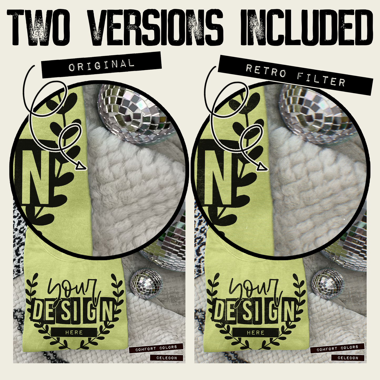 Comfort Colors Celedon High Quality PSD File with Smart Object Mock-up