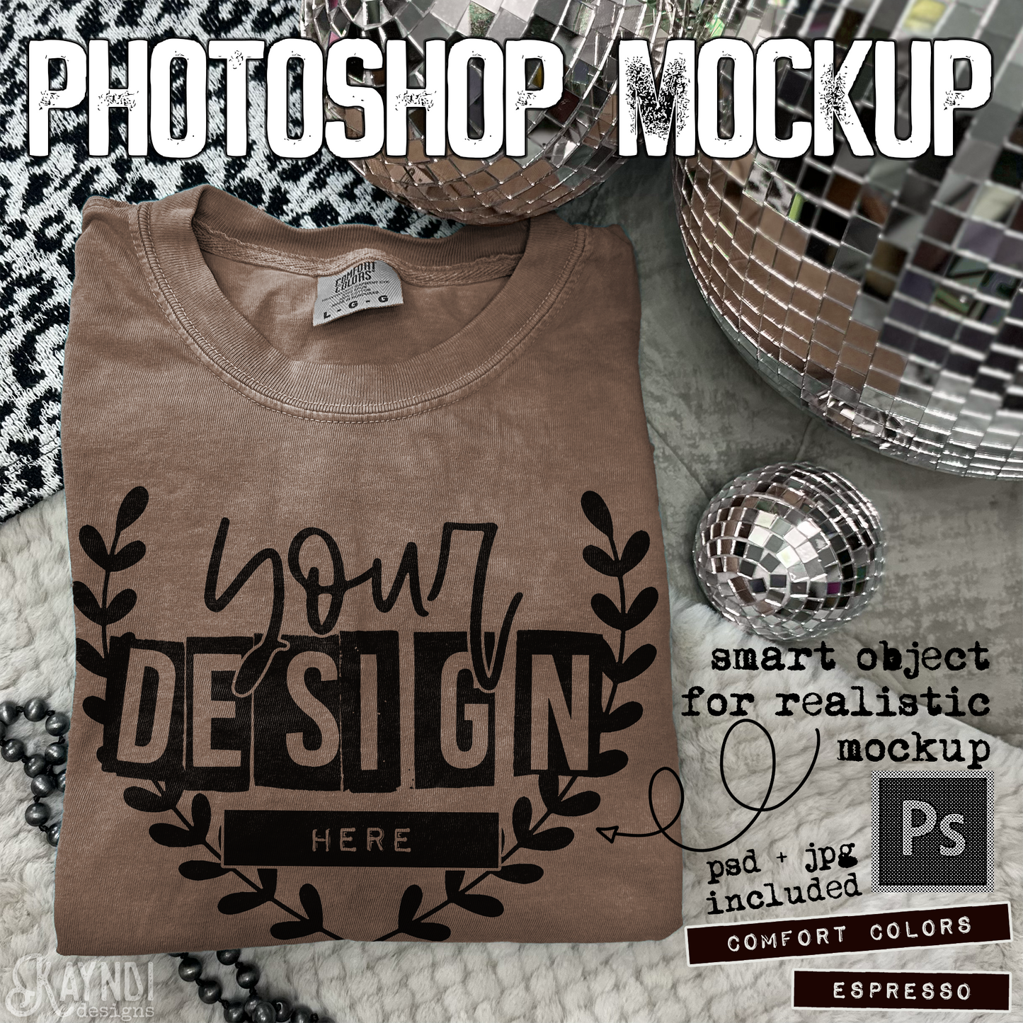 Comfort Colors Espresso High Quality PSD File with Smart Object Mock-up