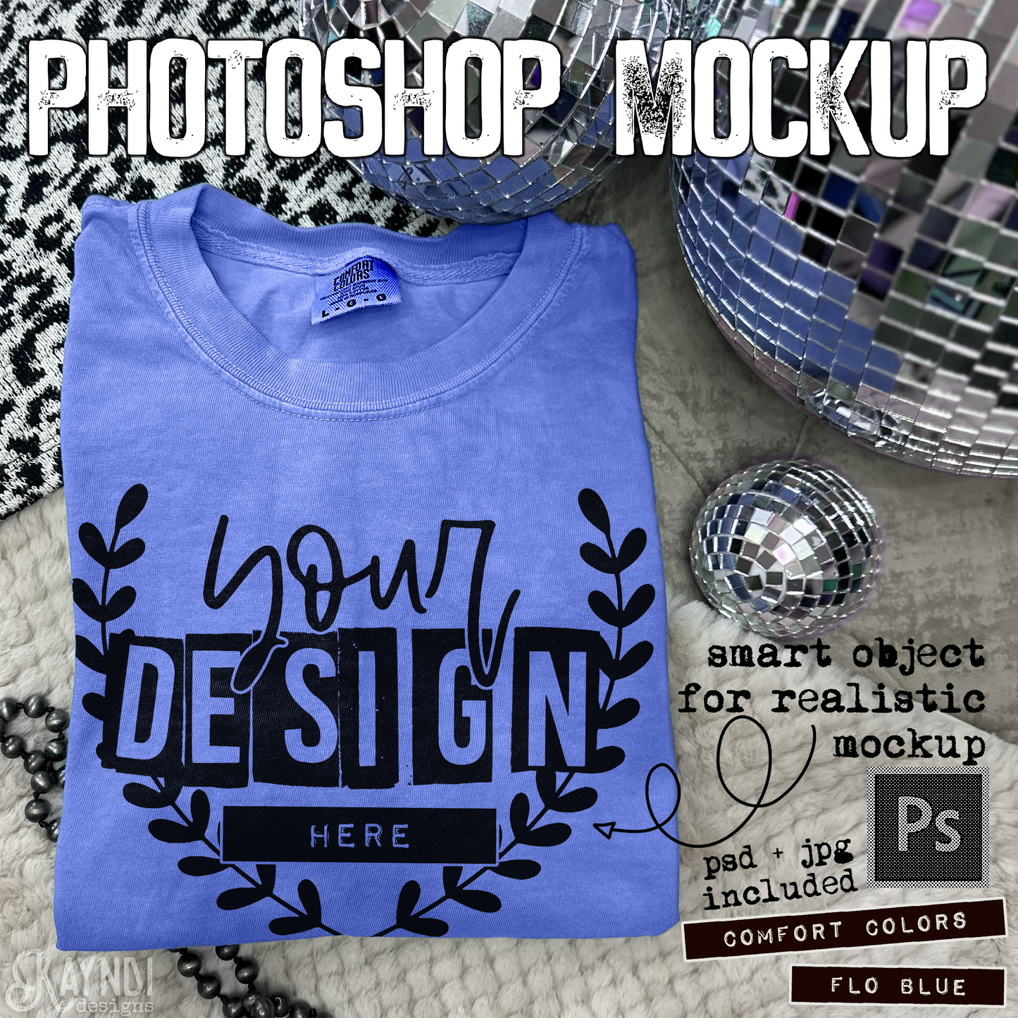Comfort Colors Flo Blue High Quality PSD File with Smart Object Mock-up
