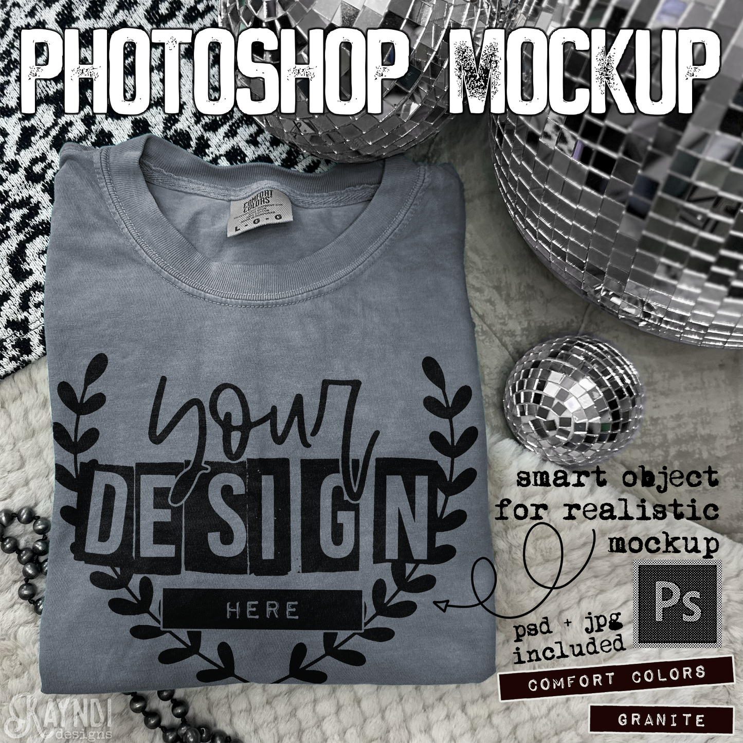 Comfort Colors Granite High Quality PSD File with Smart Object Mock-up