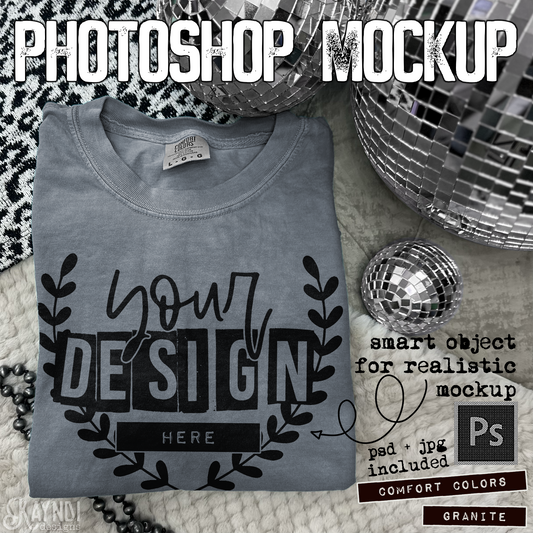 Comfort Colors Granite High Quality PSD File with Smart Object Mock-up