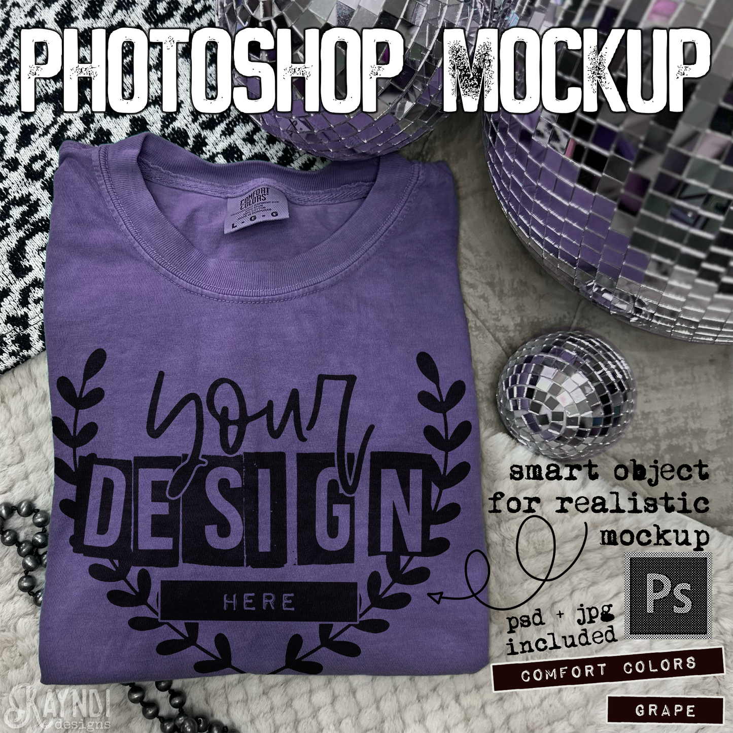 Comfort Colors Grape High Quality PSD File with Smart Object Mock-up