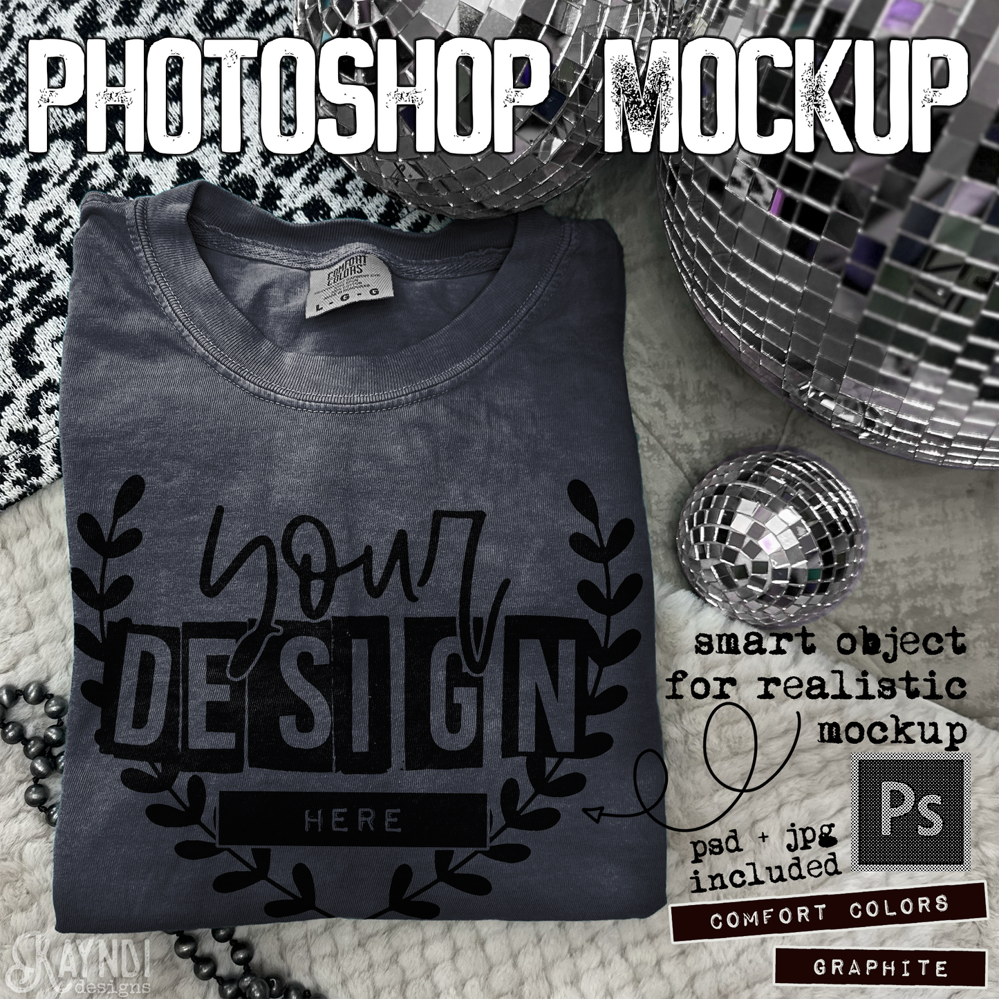 Comfort Colors Graphite High Quality PSD File with Smart Object Mock-up