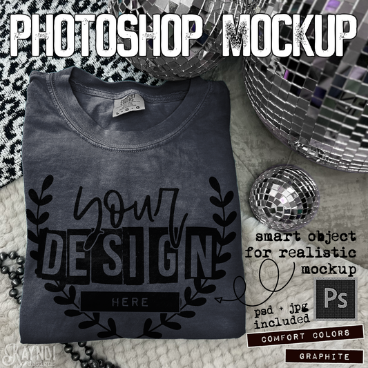 Comfort Colors Graphite High Quality PSD File with Smart Object Mock-up