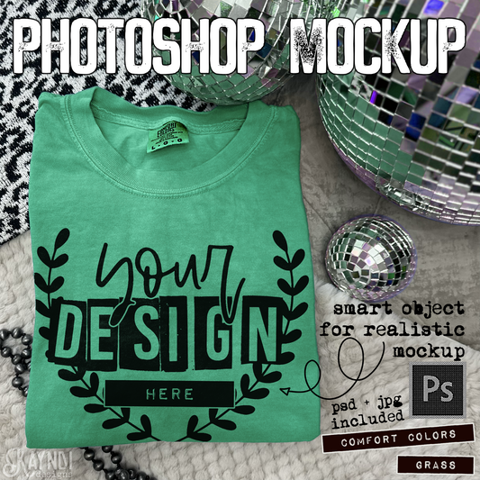 Comfort Colors Grass High Quality PSD File with Smart Object Mock-up