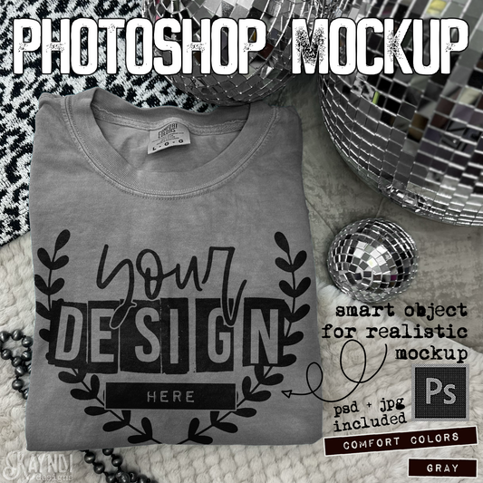 Comfort Colors Gray High Quality PSD File with Smart Object Mock-up