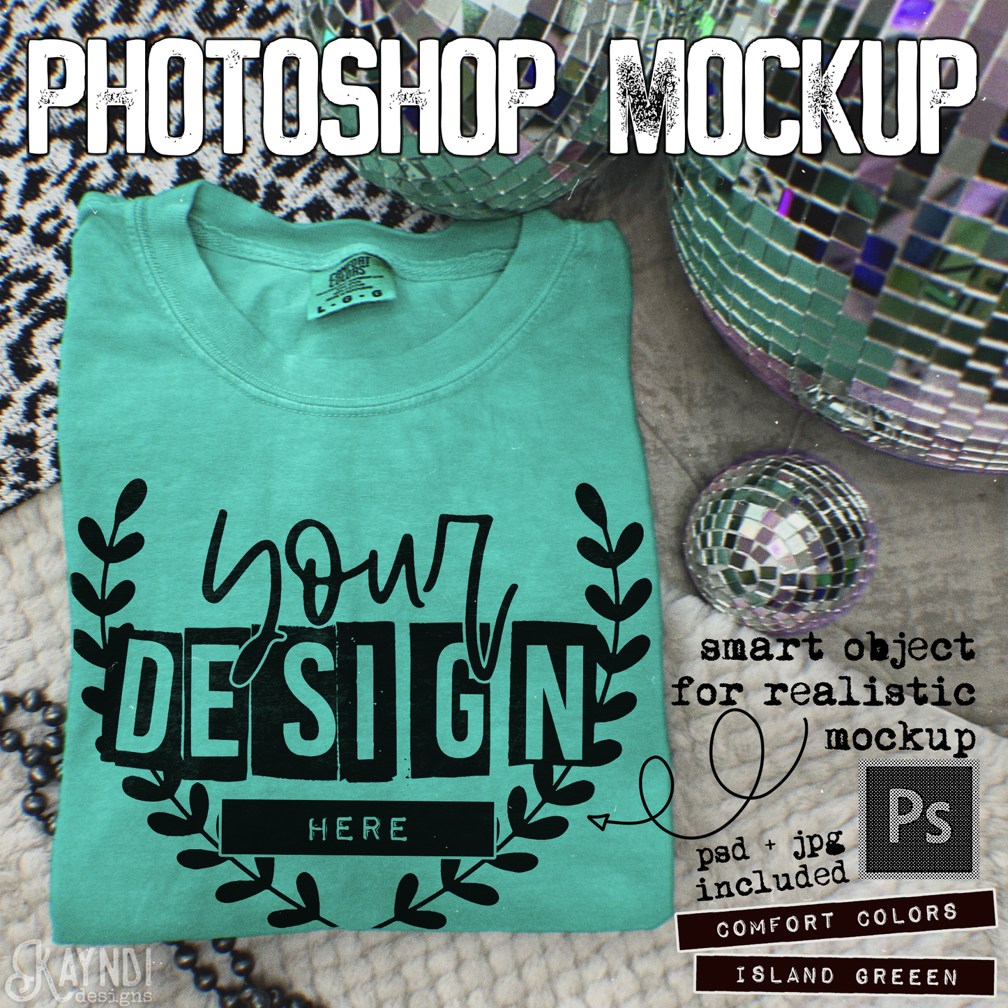 Comfort Colors Island Green High Quality PSD File with Smart Object Mock-up