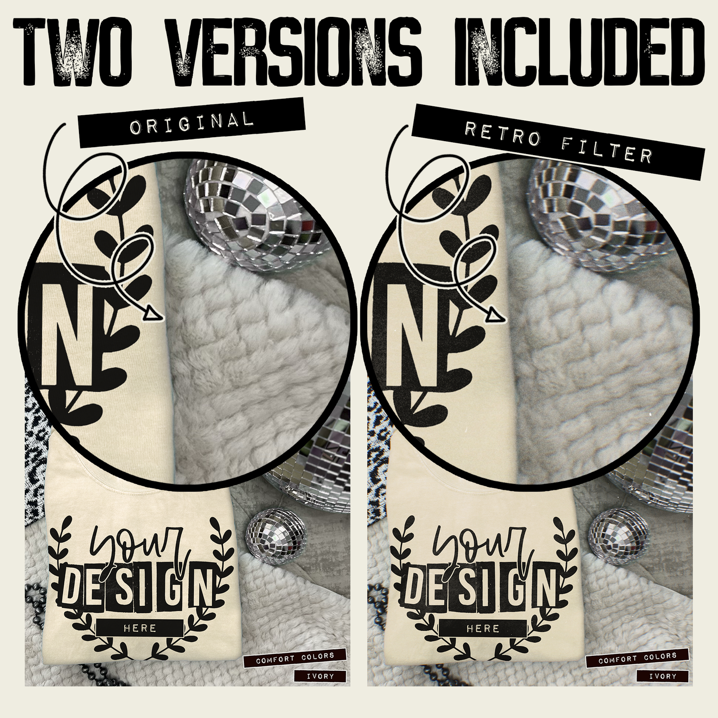 Comfort Colors Ivory High Quality PSD File with Smart Object Mock-up