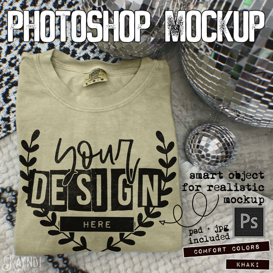 Comfort Colors Khaki High Quality PSD File with Smart Object Mock-up