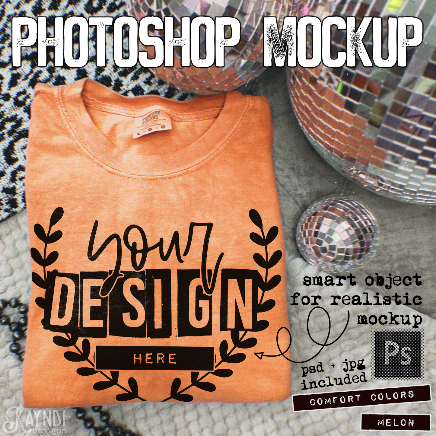 Comfort Colors Melon High Quality PSD File with Smart Object Mock-up