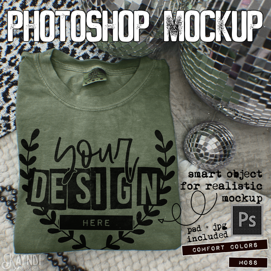 Comfort Colors Moss High Quality PSD File with Smart Object Mock-up