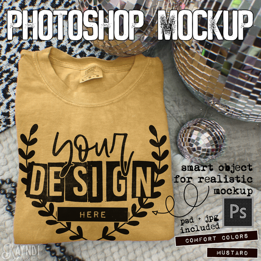 Comfort Colors Mustard High Quality PSD File with Smart Object Mock-up