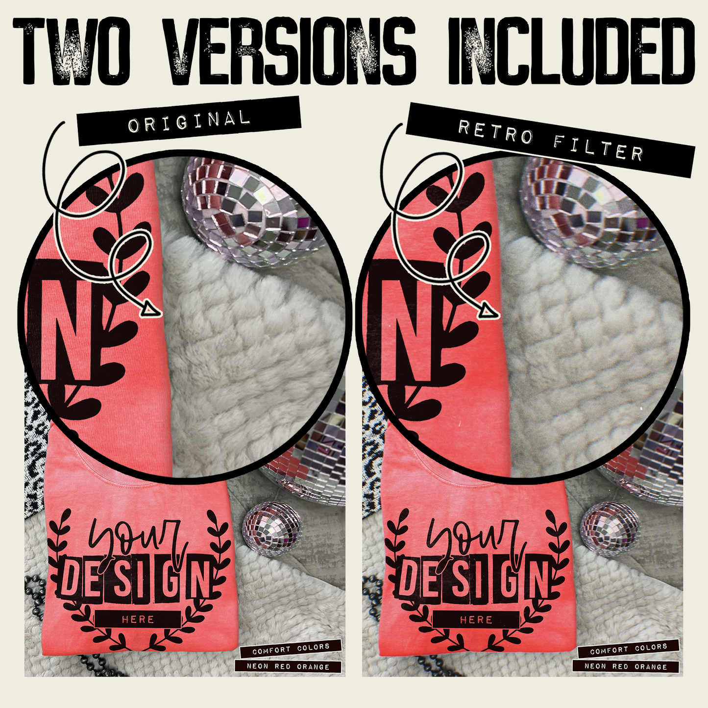 Comfort Colors Neon Red High Quality PSD File with Smart Object Mock-up