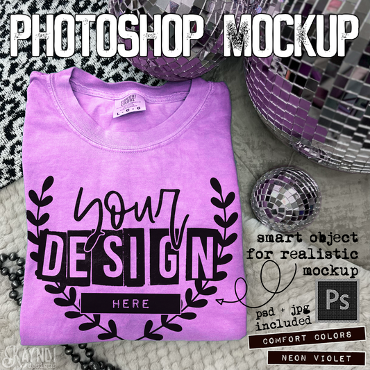 Comfort Colors Neon Violet High Quality PSD File with Smart Object Mock-up