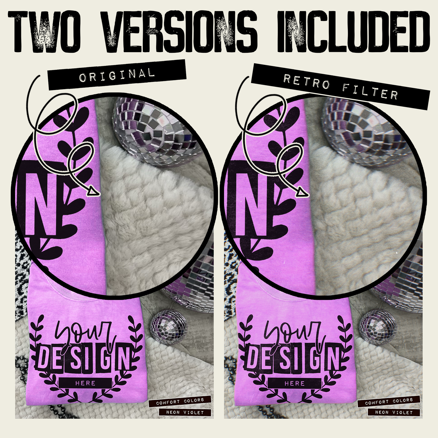 Comfort Colors Neon Violet High Quality PSD File with Smart Object Mock-up