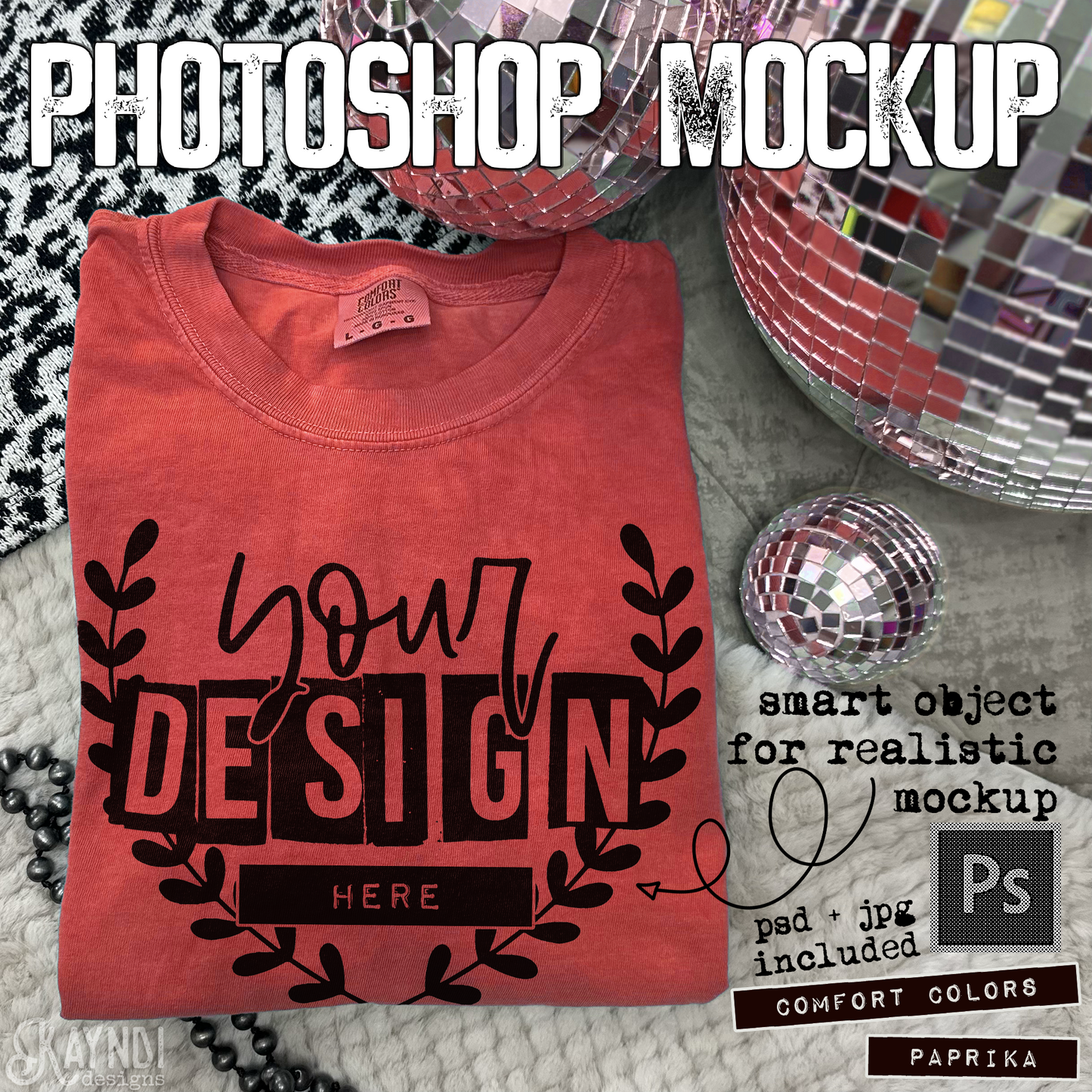 Comfort Colors Paprika High Quality PSD File with Smart Object Mock-up