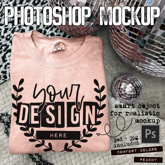 Comfort Colors Peachy High Quality PSD File with Smart Object Mock-up
