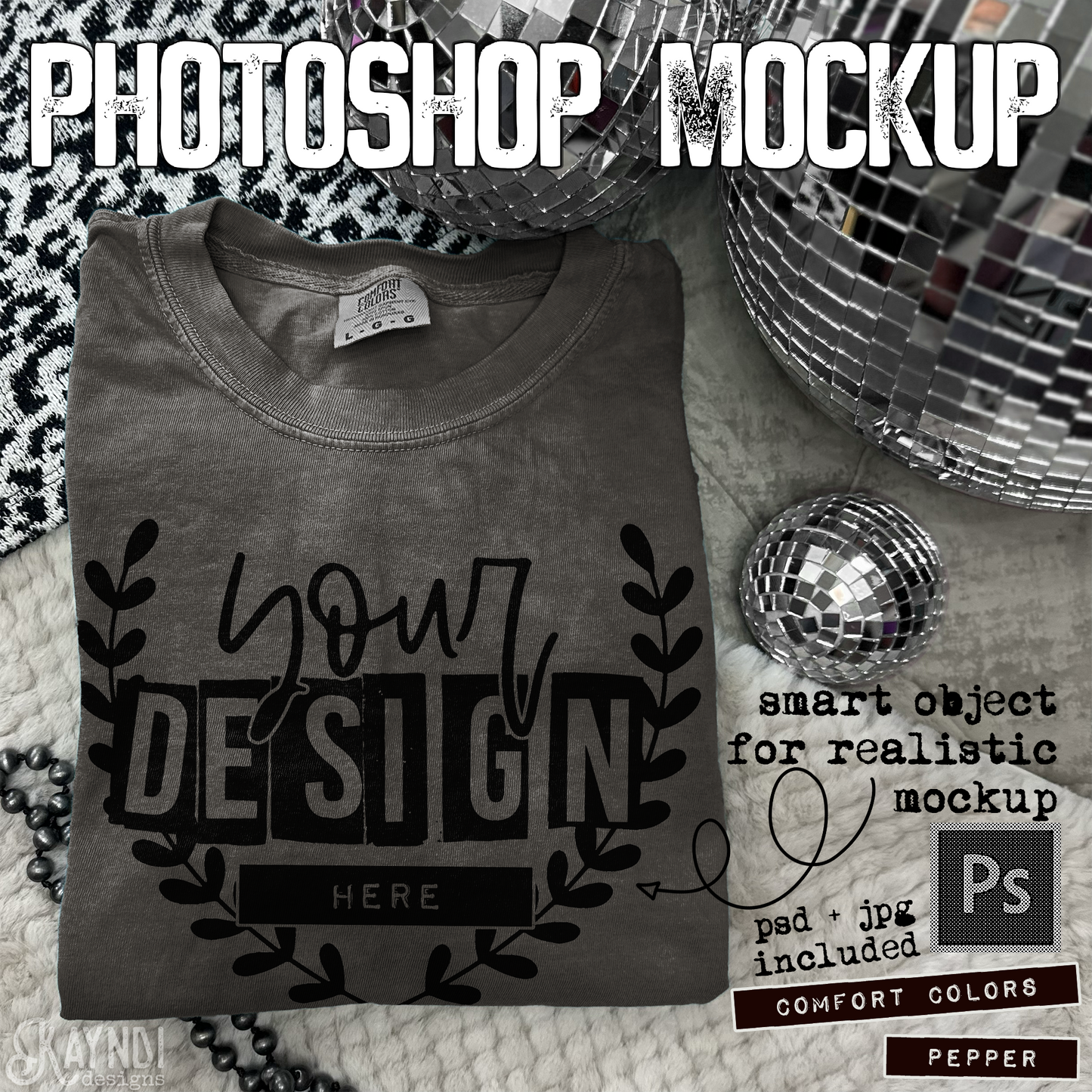 Comfort Colors Pepper High Quality PSD File with Smart Object Mock-up