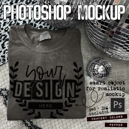 Comfort Colors Pepper High Quality PSD File with Smart Object Mock-up