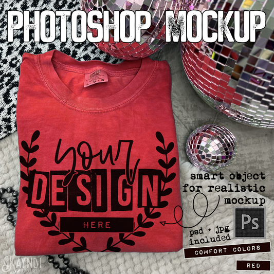 Comfort Colors Red High Quality PSD File with Smart Object Mock-up