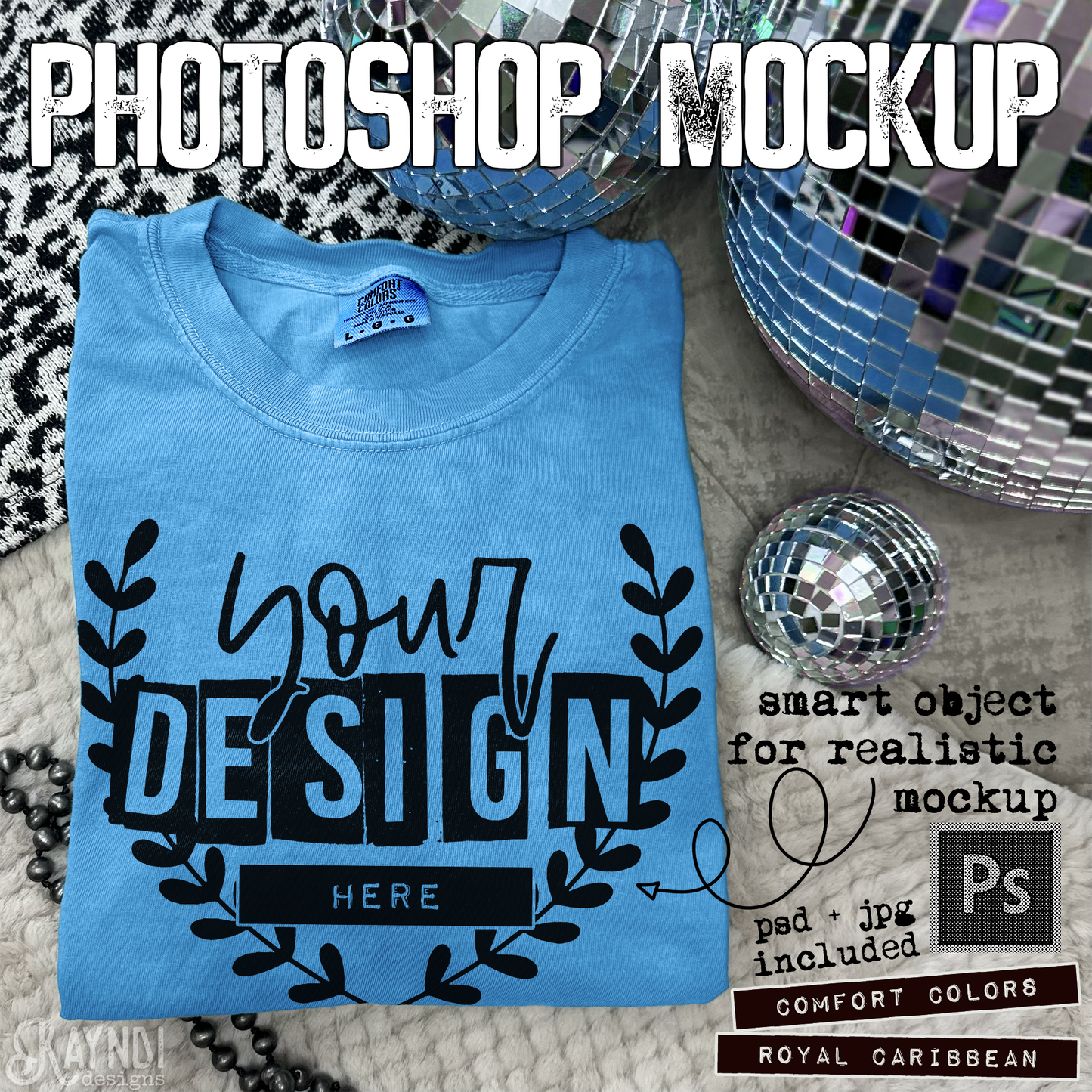 Comfort Colors Royal Caribean High Quality PSD File with Smart Object Mock-up