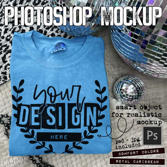 Comfort Colors Royal Caribean High Quality PSD File with Smart Object Mock-up