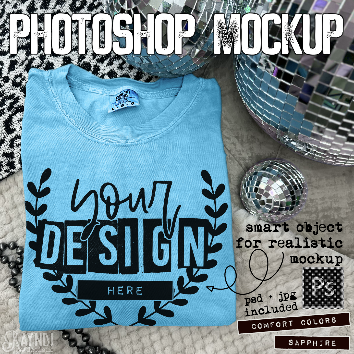 Comfort Colors Sapphire High Quality PSD File with Smart Object Mock-up