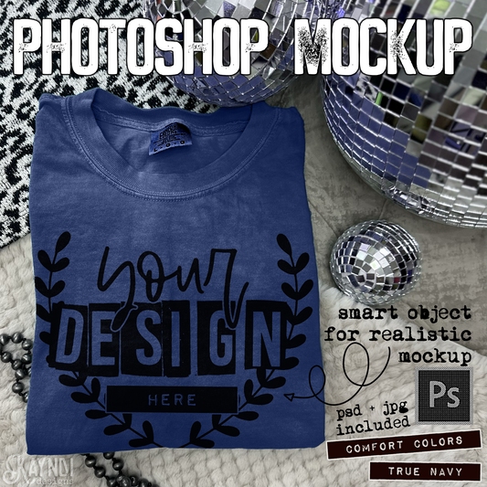 Comfort Colors True Navy High Quality PSD File with Smart Object Mock-up