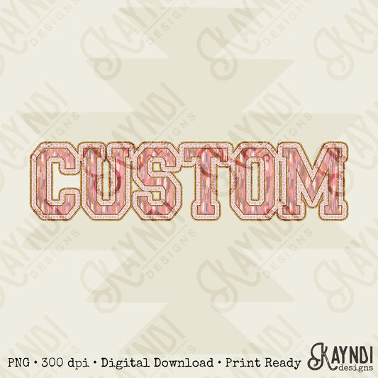 Custom Nickname Team Sports Design Sublimation Design PNG Digital Download Printable Pink Leopard Cheetah Gold Glitter Brushstrokes Mascot School Football Teacher Cheerleader Mama Mini