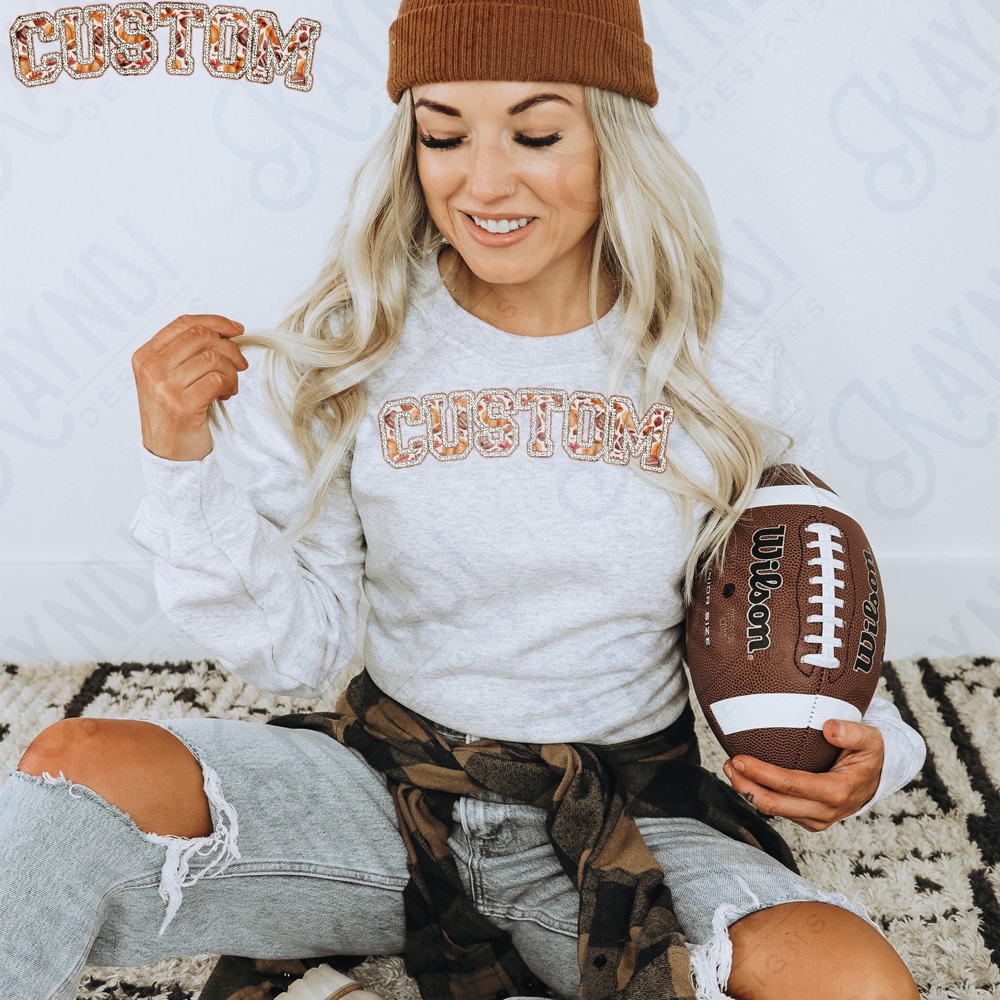 Custom Nickname Team Sports Design Sublimation Design PNG Digital Download Printable Football Fall Autumn Gold Glitter Brushstrokes Mascot School Football Teacher Cheerleader Mama Mini