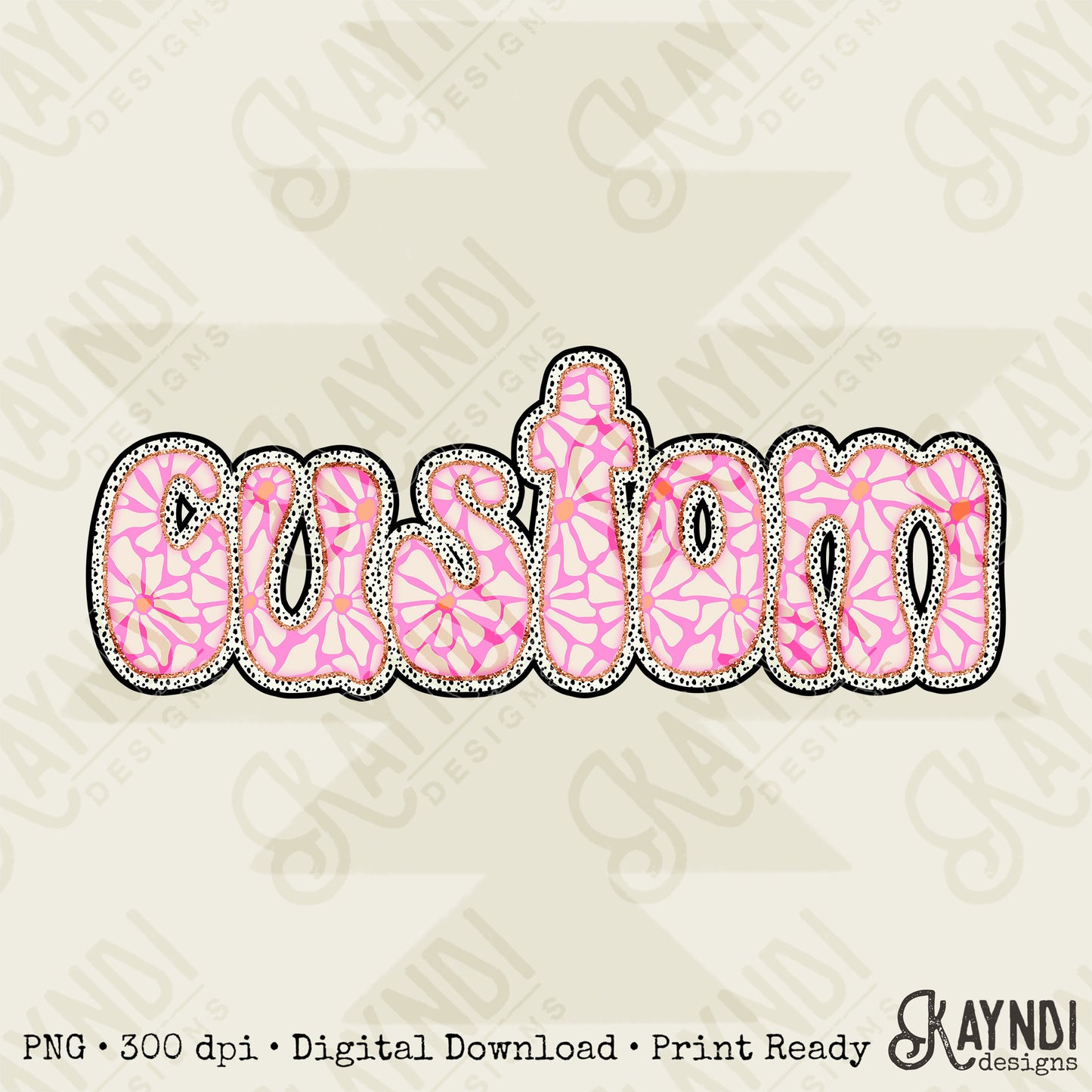 Custom Nickname Team Sports Design Sublimation Design PNG Digital Download Printable Pink Groovy Retro Flower Mascot School Football Teacher Cheerleader Mama Mini