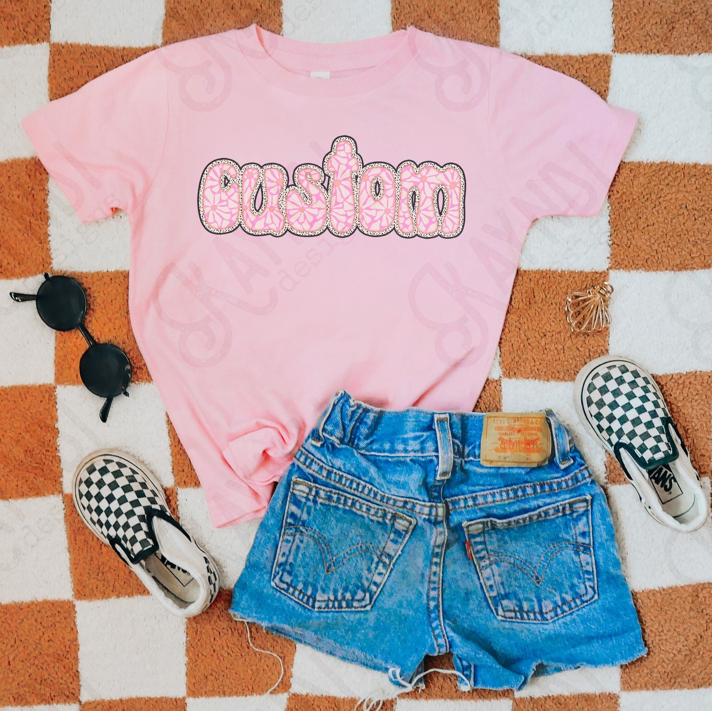 Custom Nickname Team Sports Design Sublimation Design PNG Digital Download Printable Pink Groovy Retro Flower Mascot School Football Teacher Cheerleader Mama Mini